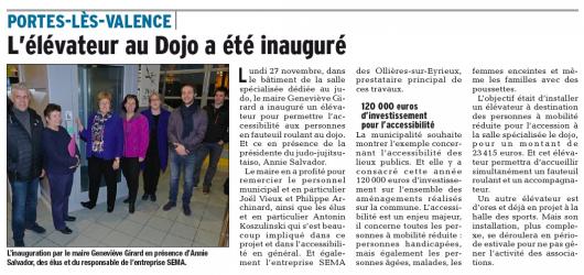 L'élévateur au Dojo a été inauguré